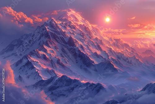 Beautiful sunset over the mountains