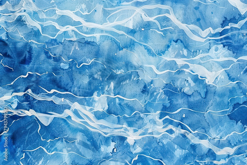 blue ocean water surface watercolor background
