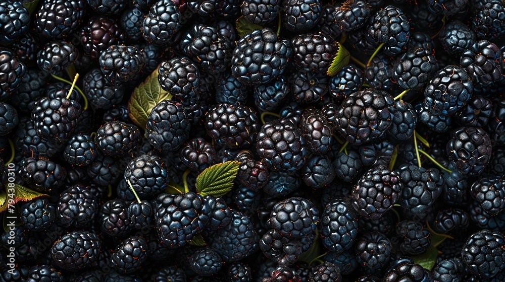 Midnight Dew on Blackberries: A Luscious, Juicy Close-Up Midnight Dew on Blackberries: A Luscious, Juicy Close-Up