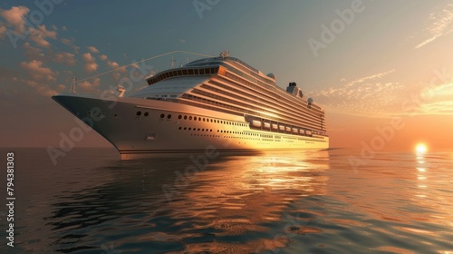 An elegant luxury cruise ship sails gracefully towards the port