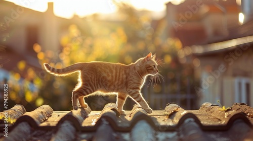 Gato sobre tejado photo