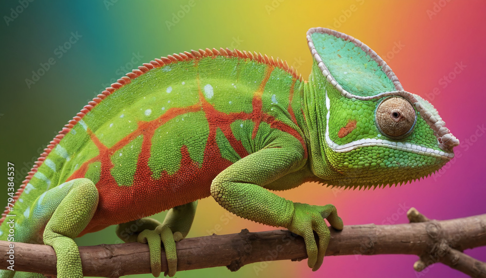 Obraz premium Vibrant Chameleon Perched on a Branch