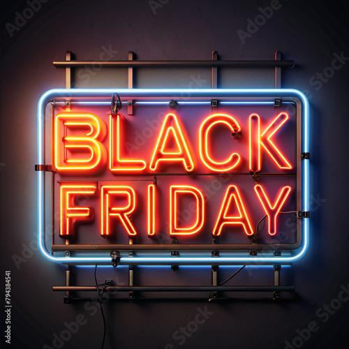 isolated Neon metal sign written BLACK FRIDAY