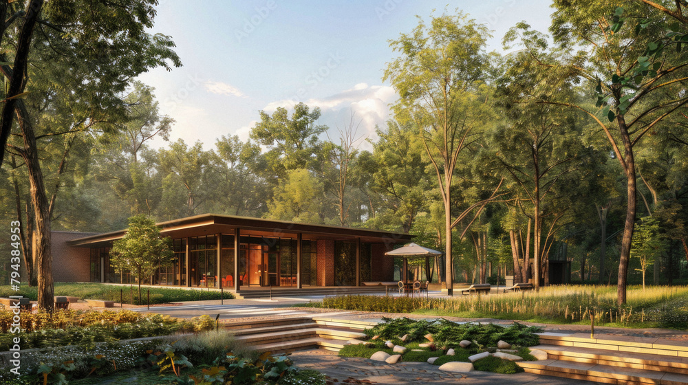 A house with a large patio and a small garden A house with a large patio and a small garden
