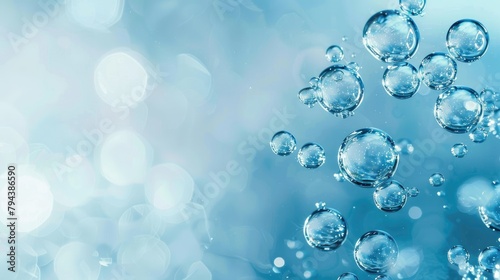 Wallpaper Mural Fresh clean water bubbles closeup on blue background with space for text Torontodigital.ca