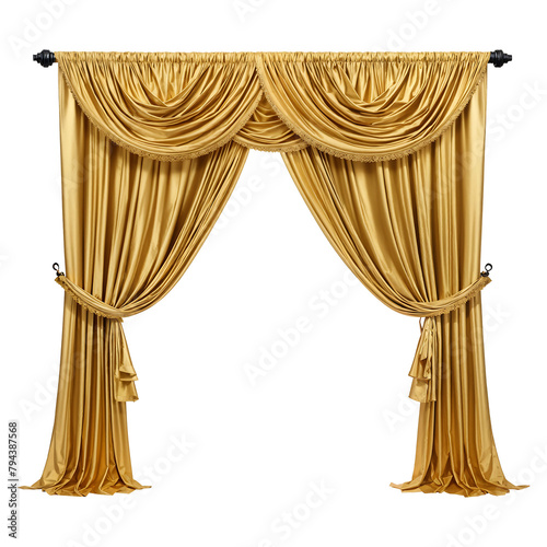 Gold Curtains Isolated on Transparent Background