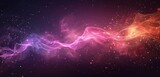 Dynamic neon light waves with sparkling particles on a vibrant background.