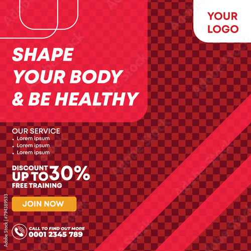 Shape your body & be healthy social media post template