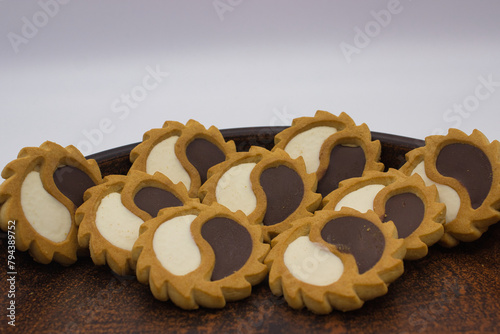 Yin Yang Cookies on Rustic Glay Tray photo