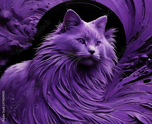 purple coloured cat blending into the background design photo