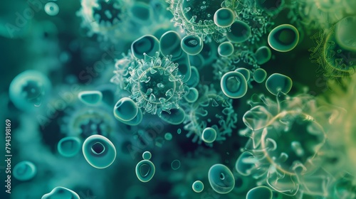 Abstract shapes resembling microscopic organisms AI generated illustration