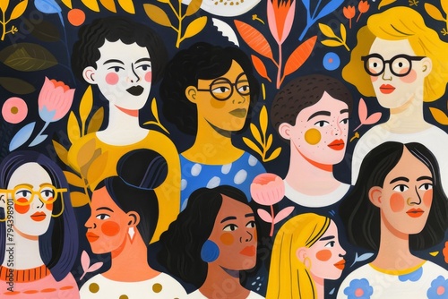 Wallpaper Mural Illustration of colorful individuals celebrates diversity, embodying unity and inclusion in dynamic harmony. Torontodigital.ca