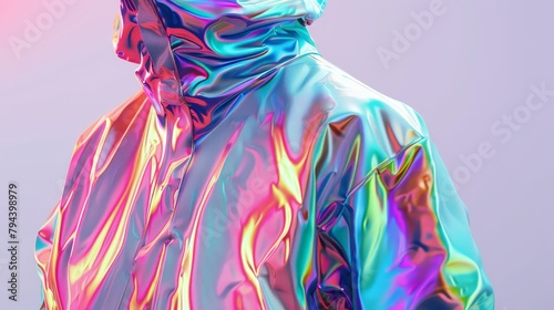 An abstract 3D render of a rainbow-colored jacket  AI generated illustration