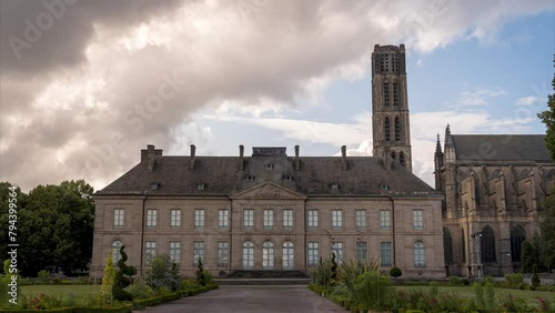 Limoges Museum Garden Eveche, timelapse of sunset cloud, June 2023