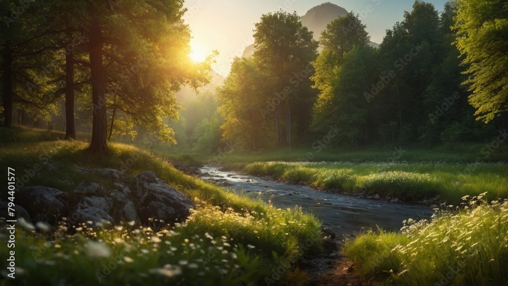 River between meadows and forests summer River between meadows and forests summer