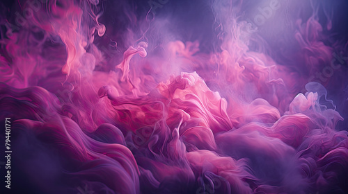 Abstract liquid smoke background. Pink magenta purple color ink dynamic motion background © vejaa
