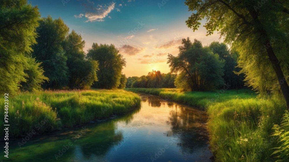 Wild river in the forest, summer, wallpaper Wild river in the forest, summer, wallpaper