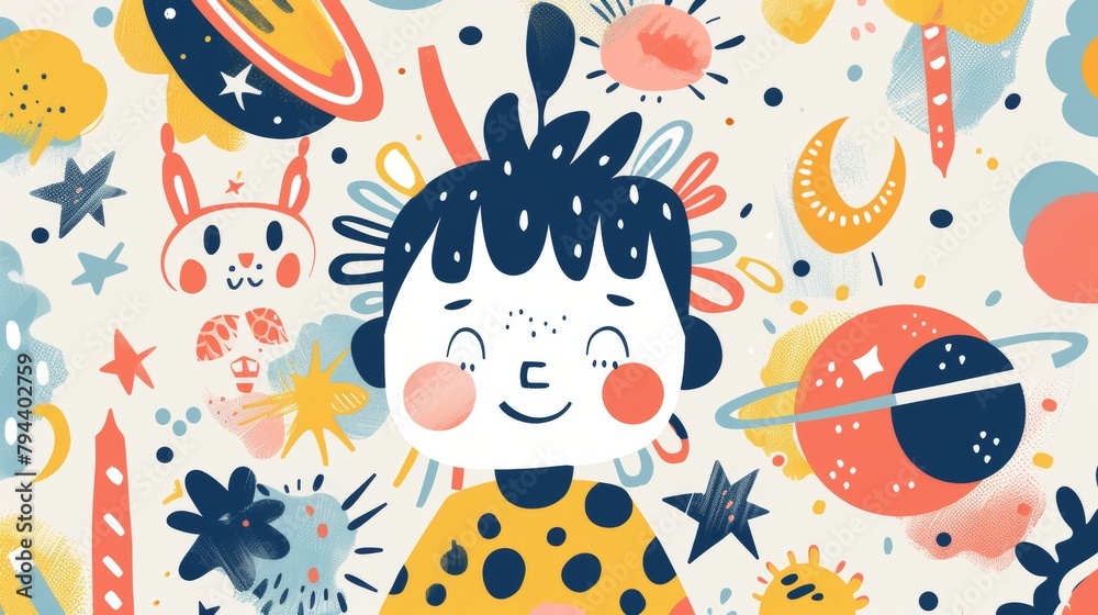 An abstract and charming kids persona in a colorful art style AI generated illustration An abstract and charming kids persona in a colorful art style AI generated illustration