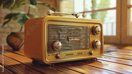 An adorable 3D model of a vintage radio AI generated illustration