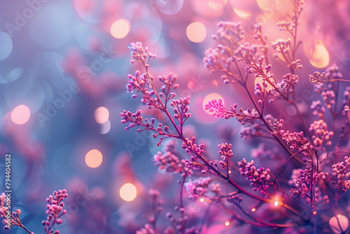Close up of pink plant with blurry background lights natural floral 8k wallpaper background