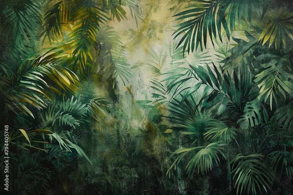 lush canopy of green leaves with a variety of shades and textures, highlighted by a subtle ray of sunlight lush canopy of green leaves with a variety of shades and textures, highlighted by a subtle ray of sunlight