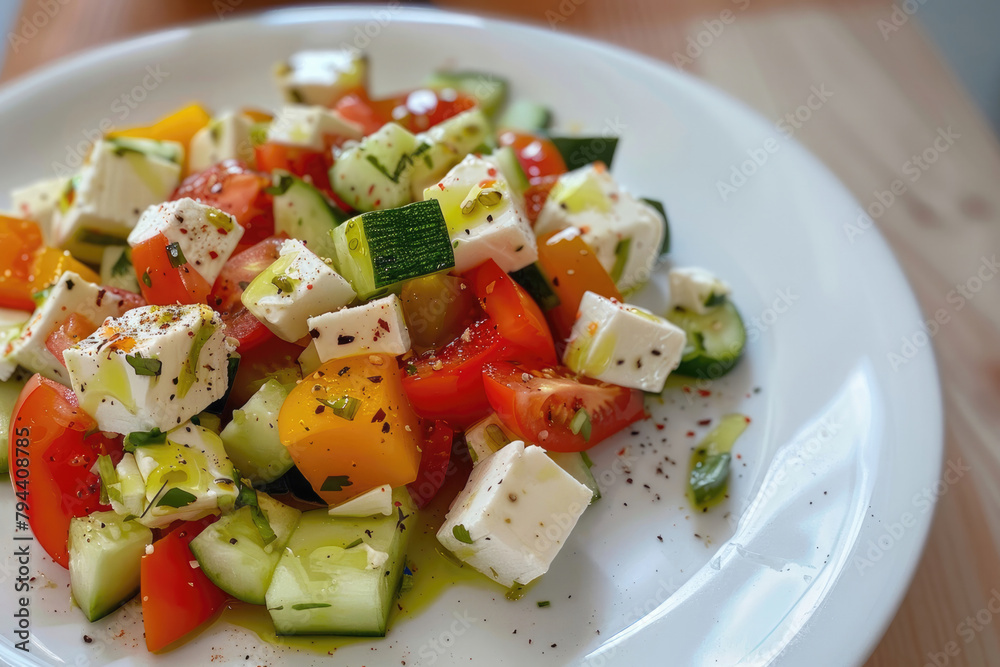 Vegetable salad with cheese