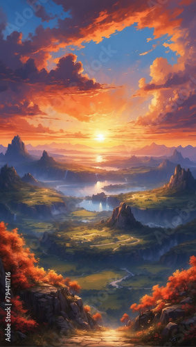 Spectacular Sunset Panorama Painting the Sky © xKas