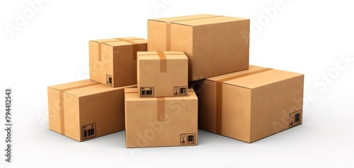 Cardboard boxes with stuff indoors, space for text. © Vasiliy