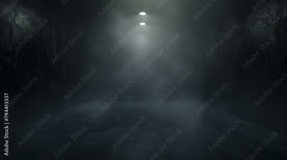 Dark empty room with light and fog. 3d rendering mock up Dark empty room with light and fog. 3d rendering mock up