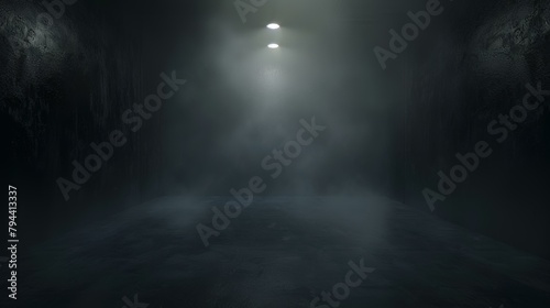 Dark empty room with light and fog. 3d rendering mock up