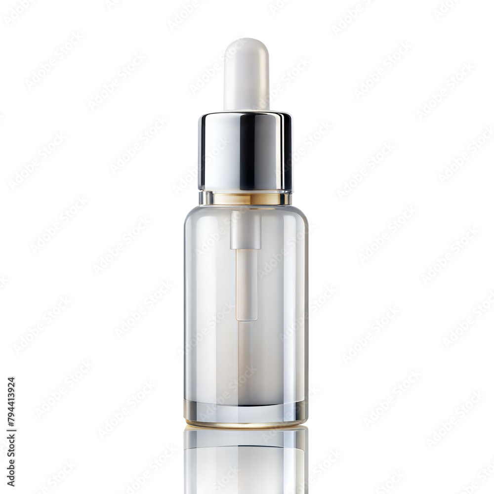 Elegant serum dropper bottle on a reflective surface Elegant serum dropper bottle on a reflective surface