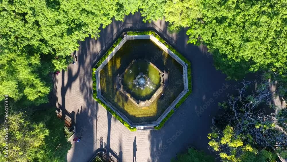 Aerial video of Antigua Guatemala Central Park