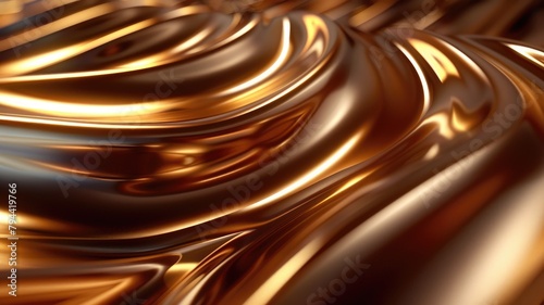 Abstract image of flowing golden liquid texture with reflective surface photo