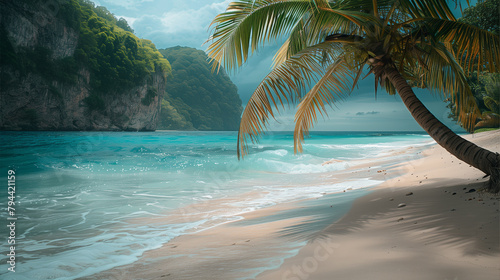 Sandy Beach With Palm Trees