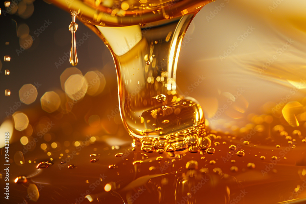 Close-Up of Honey Pouring From a Spoon at Sunrise