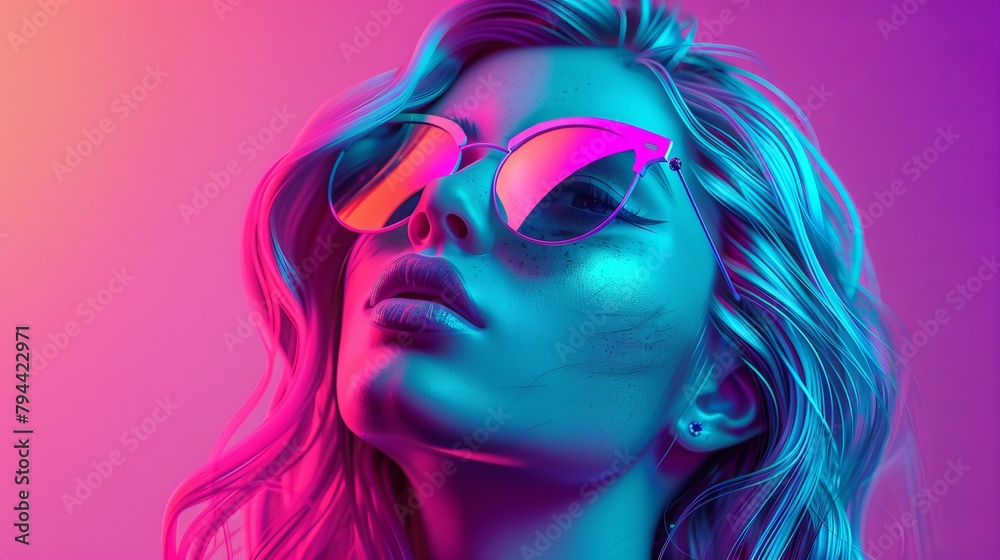 Beautiful babe girl in vibrant 3D style  AI generated illustration