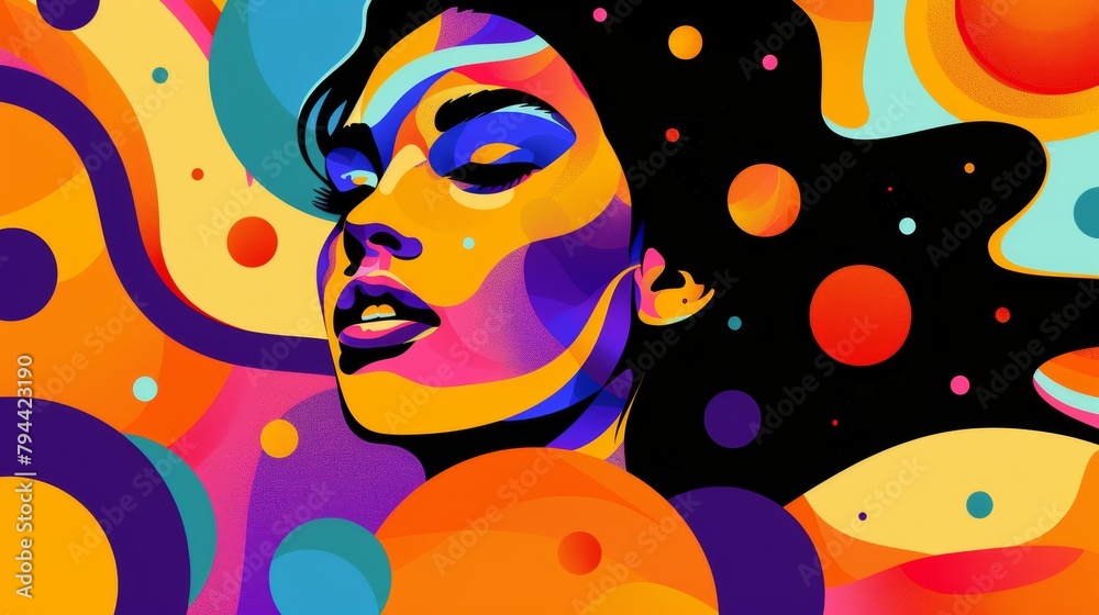 Bold and colorful illustration of a babe girl in abstract form AI generated illustration Bold and colorful illustration of a babe girl in abstract form AI generated illustration