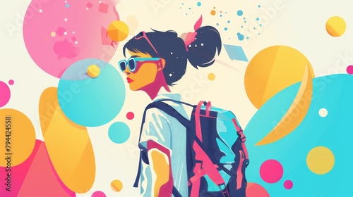 Colorful depiction of a lifestyle blogger sharing daily adventures AI generated illustration