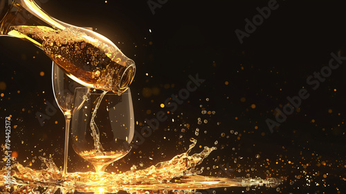 Pouring sparkling wine into a glass