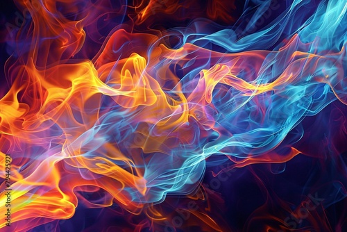 Witness the convergence of abstract art and the fiery brilliance of flames in a captivating digital artwork