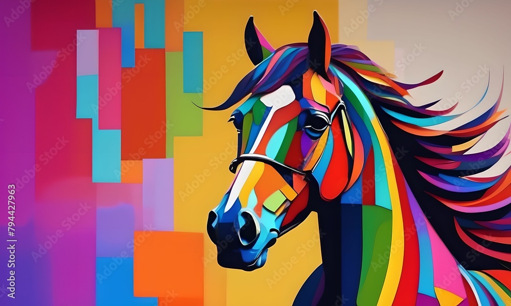wallpaper representing a horse in the pop-art styler. abstract art