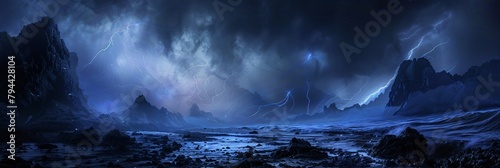 Immerse yourself in an otherworldly dreamscape where abstract forms flicker amidst the electric pulse of thunder photo