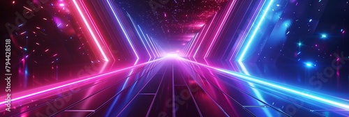 Futuristic and psychedelic background featuring pulsating neon lights and morphing shapes, creating an immersive experience