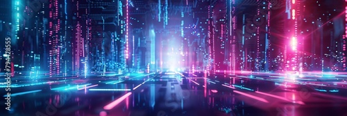 Futuristic abstract wallpaper with neon lights and glowing lines, resembling a digital dreamscape