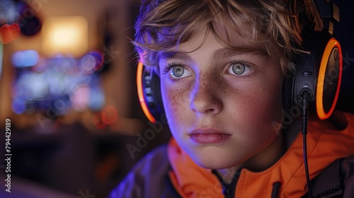 Teenage boy sitting at home...