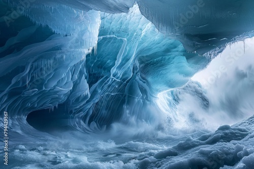 Delve into a surreal dreamscape where abstract patterns merge with the cold embrace of ice