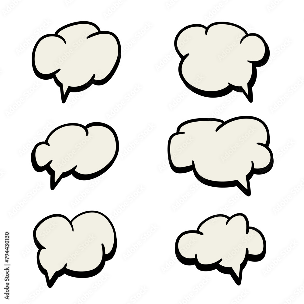 set of comic bubbles cartoon. Hand drawn vector illustration isolated on white. set of comic bubbles cartoon. Hand drawn vector illustration isolated on white.