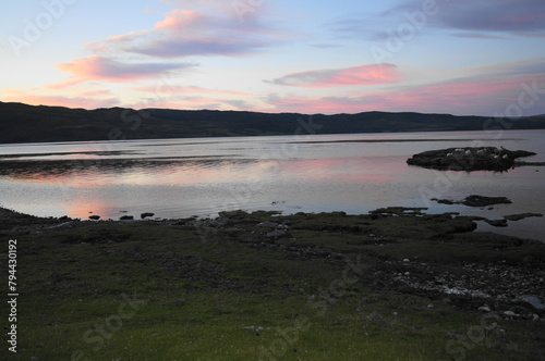 Sunset over Loch Na Keal  Isle of Mull  Scotland  UK