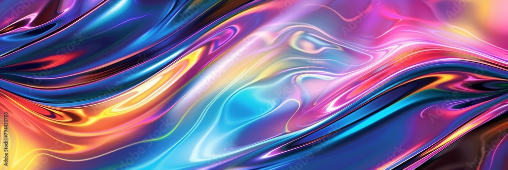 Abstract chrome-infused wallpaper with hypnotic patterns and iridescent colors, creating a mesmerizing visual display Abstract chrome-infused wallpaper with hypnotic patterns and iridescent colors, creating a mesmerizing visual display