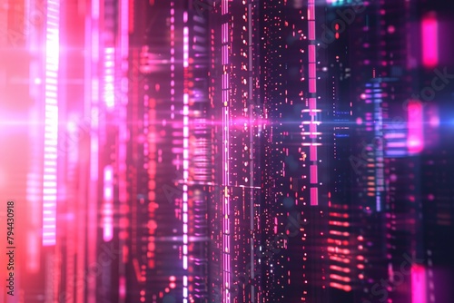 Abstract background with neon lights and futuristic elements, reminiscent of a digital utopia